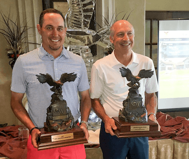 Mid-Am winner Derek Meinhart (left) and Senior<br>winner Lee Sandlin (Carlton Woods photo)