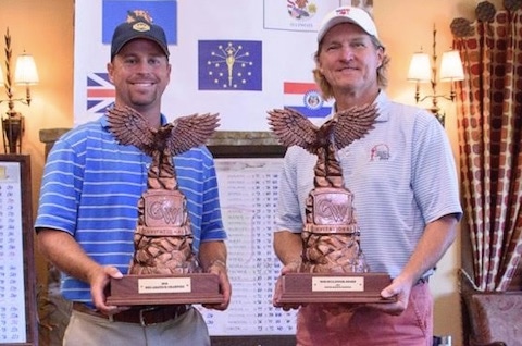 Carlton Woods Senior Winner Lewis Stephenson (right)<br> shown with Mid-Am winner Colby Harwell (left)