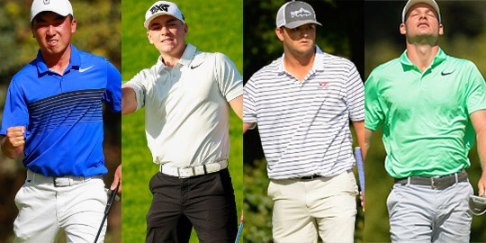The faces of Doug Ghim, Theo Humphrey, Mark Lawrence, Jr. and Doc Redman<br>reflect the intensity and pressure that mounts with every match (USGA photo)