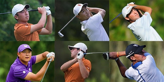 Doug Ghim, Justin Suh, Scottie Scheffler<br>Carl Yuan, Spencer Soosman, Lukas Euler