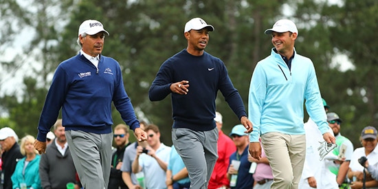 Matt Parziale (R) with Fred Couples and Tiger Woods (USA Today photo)