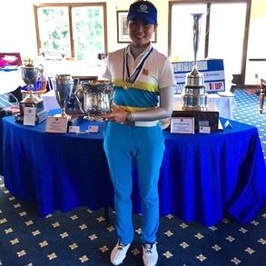 Fai Khamborn with her Women's Western<br>trophy (Photo courtesy WWGA)