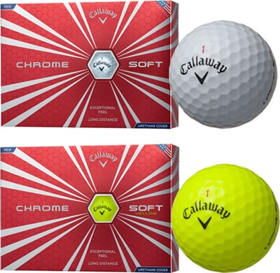 Callaway Chrome Soft comes in White or Yellow