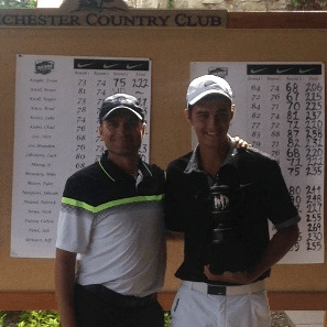 Tournament director Phil Dawson (left)<Br>and inaugural winner Corey Pereira