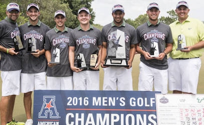 USF celebrates second straight AAC title <br>(USF Photo)</br>