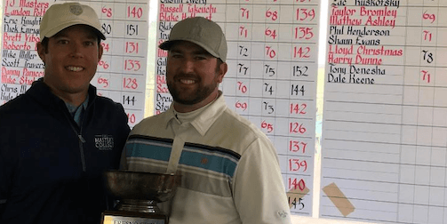 Jason Higton and Ryan Higton celebrate their second Fresno City Four-Ball title <br>(Fresno City Four-Ball Photo)