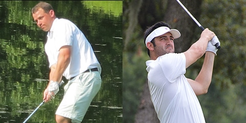 Joseph Deraney (L) and Justin Kaplan (R),<br>co-leaders of the Carlton Woods Invitational