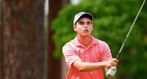 Grayson Wotnosky, 16, is a member of the second-youngest team in the field. <br>He and his partner Shay Bhatia, 15, shot 66 on No. 2