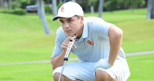 Kyle Suppa looks over a putt during the second round <br>at Mauna Lani Resort Golf Course <br>(Aloha Section PGA Photo)