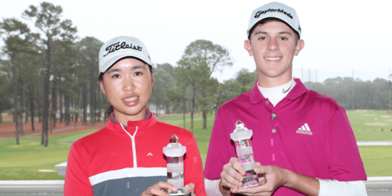 Sea Pines Junior Heritage winners Siyan Chen (L) and Jansen Smith (R) <br>(SCGA Photo)