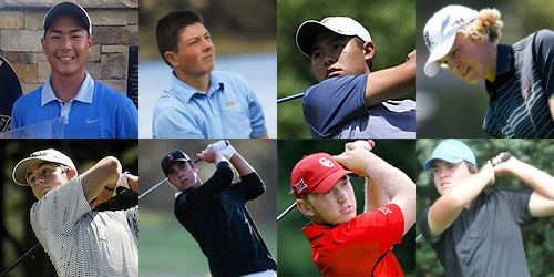 The top 8: Suh, Hovland, Morikawa, Nilehn, Riley, Wolff, Dalke, Humphrey