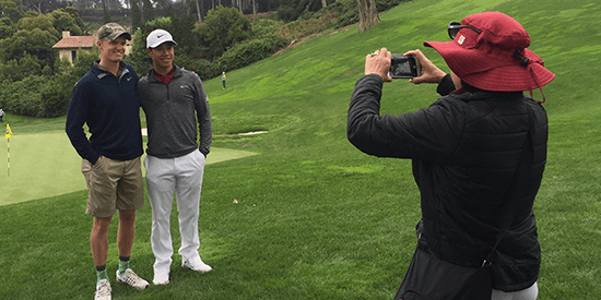 Isaiah Salinda and former teammate Bradley Knox pose for a photo from Isaiah's mother