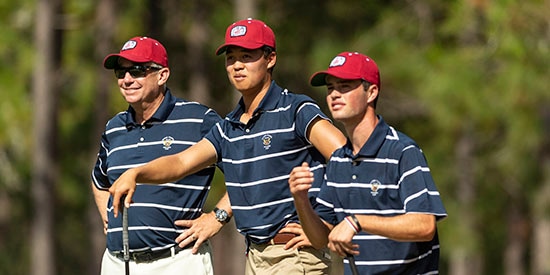 Captain Nathaniel Crosby, left, Brandon Wu and Cole Hammer (USGA/Chris Keane)
