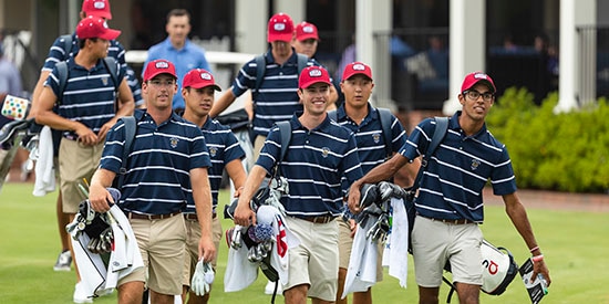 The U.S. team during a practice session at Pinehurst (USGA/Chris Keane)