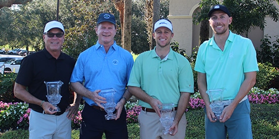 Mike Smith & Will Davenport (R) with senior champs Steve Riviere and Rick Cloninger (FSGA photo)