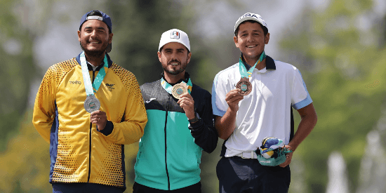 From left, Sebastian Muñoz, Abraham Ancer, and Dylan Menante
