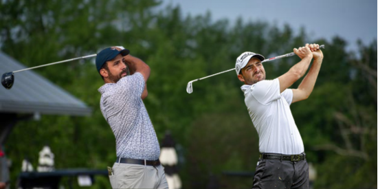 Ryan Terry (left) and Andy Schonbaum (right) lead the Devil's Elbow.