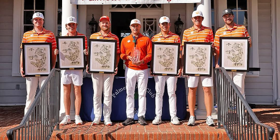 Clemson Tigers pose with their mementos (Clemson Athletic Photo)